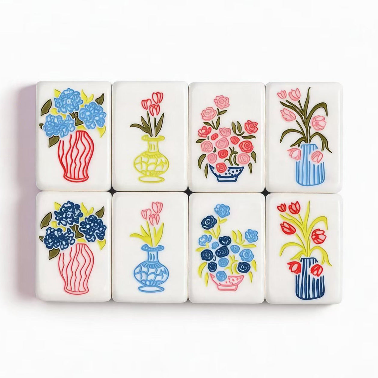 American Mahjong Set by USA Mahjong Co. with 160 weighted tiles featuring blue and white striped backs