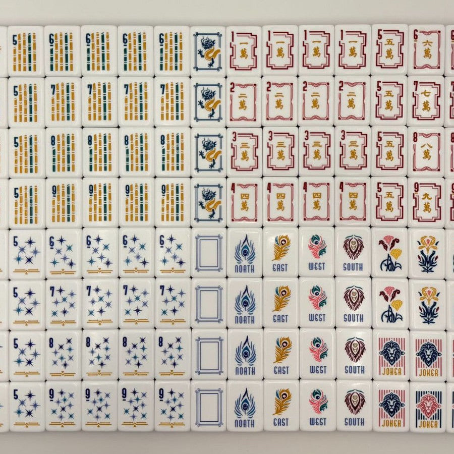 Crimson Lion deep red mahjong tile set with dramatic Halloween lighting