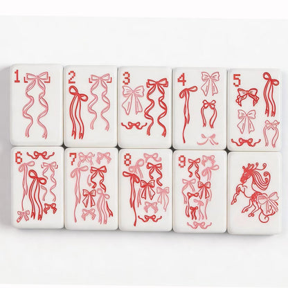 American Mahjong Set by USA Mahjong Co. with 160 weighted tiles featuring blue and white striped backs