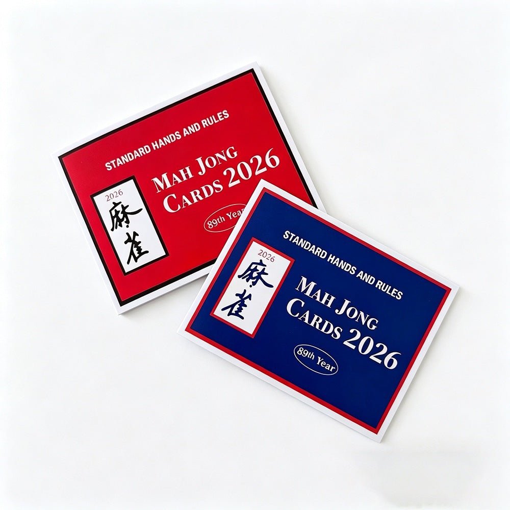2026 Mah Jong Cards Set of 4 - Red and Navy Standard Hands and Rules, Durable and Clear Print