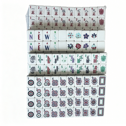 Hand-painted Chinoiserie lanterns and Jokers on detailed American Mahjong tiles from USA Mahjong Co. Enchanted Garden design.