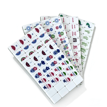 Apple Mint Parfait American Mahjong Set by USA Mahjong Co. with 160 acrylic tiles, green gradient backs, and white faces.