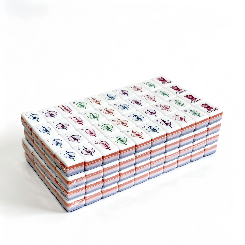 Close-up of Lavender Dream Mahjong Tiles - Detailed Engravings and Premium 32g Weight Feel
