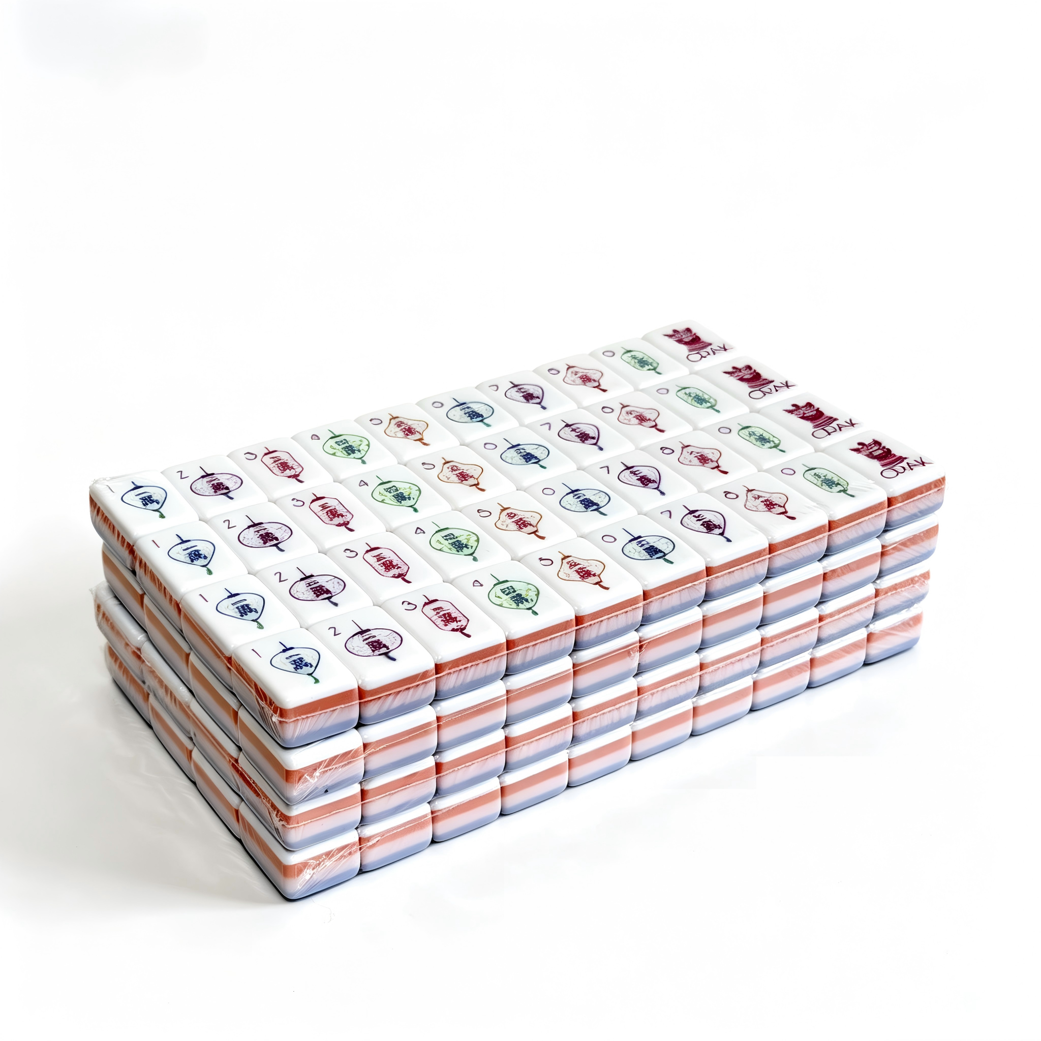 Close-up of Lavender Dream Mahjong Tiles - Detailed Engravings and Premium 32g Weight Feel