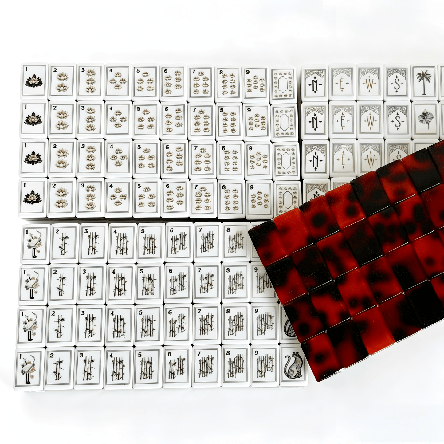 Crimson Tortoise Heritage American Mahjong Set by USA Mahjong Co. features 166 weighted tiles