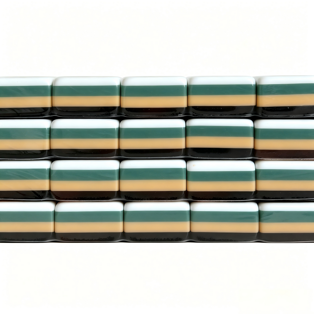 Detailed View of Crimson Tortoise Mahjong Tiles - Rich Red Marbled Acrylic with Elegant Gold Inlays