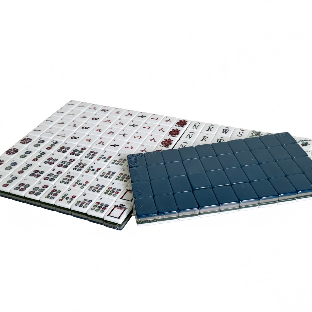 Detailed View of Teal Zenith Mahjong Tiles - Vibrant Blue-Green Acrylic with Elegant Gold Inlays