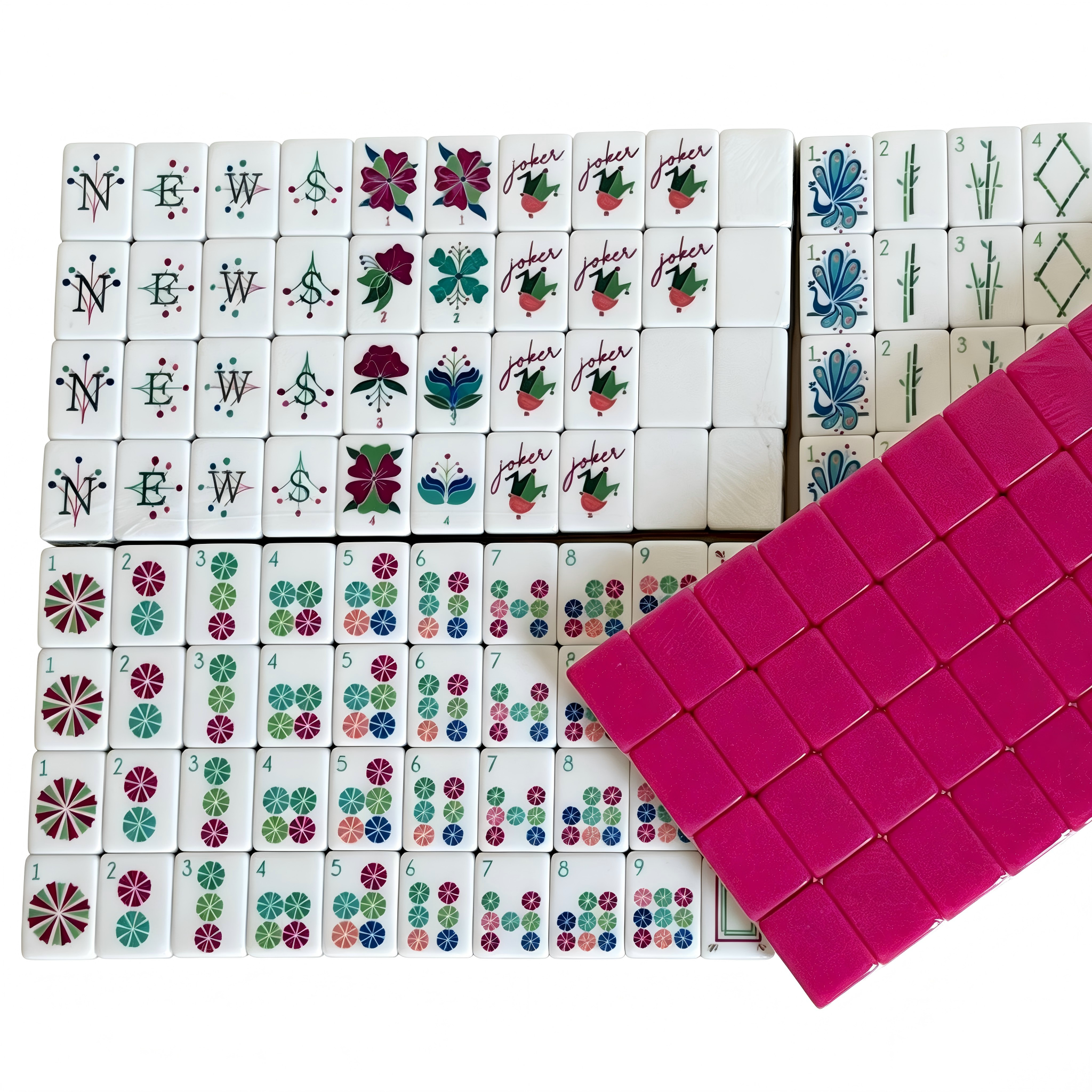 Electric Rose Collection - 166 American Mahjong Tiles including 8 Jokers and 4 Spares