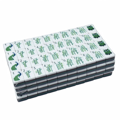 American Mahjong Set by USA Mahjong Co. featuring 160 weighted tiles with shimmering purple glitter backs and jokers.