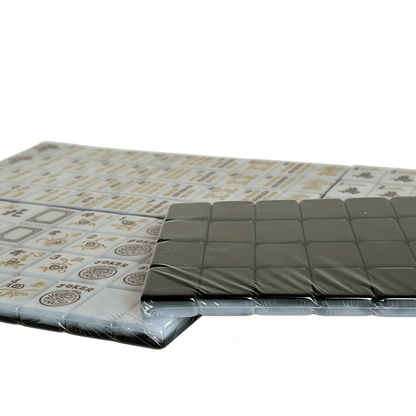 Black Onyx American Mahjong Set by USA Mahjong Co. featuring 166 weighted acrylic tiles with high-contrast engravings