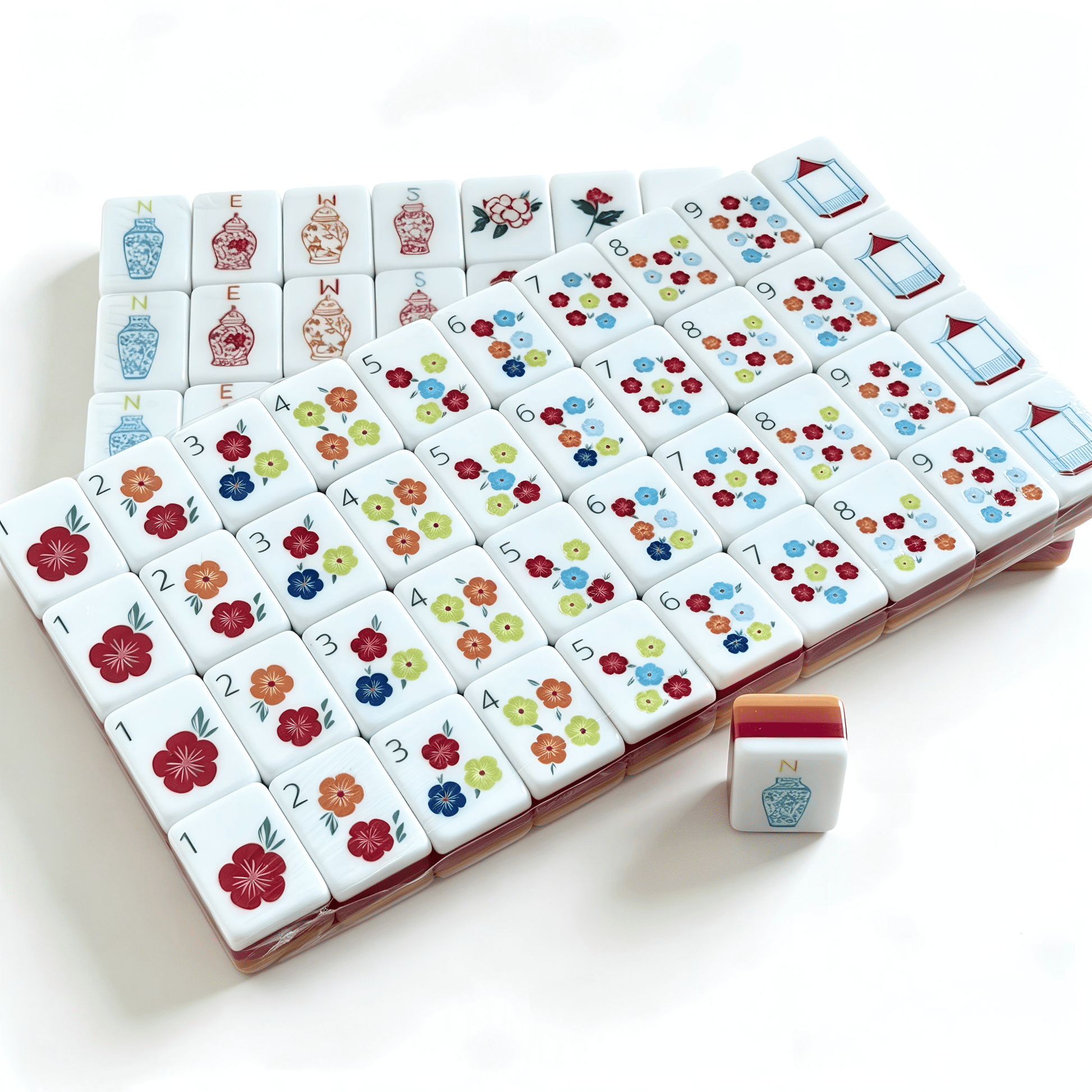 Honey Amber American Mahjong set by USA Mahjong Co. with 160 weighted tiles, warm caramel backs, floral jokers, and spares.