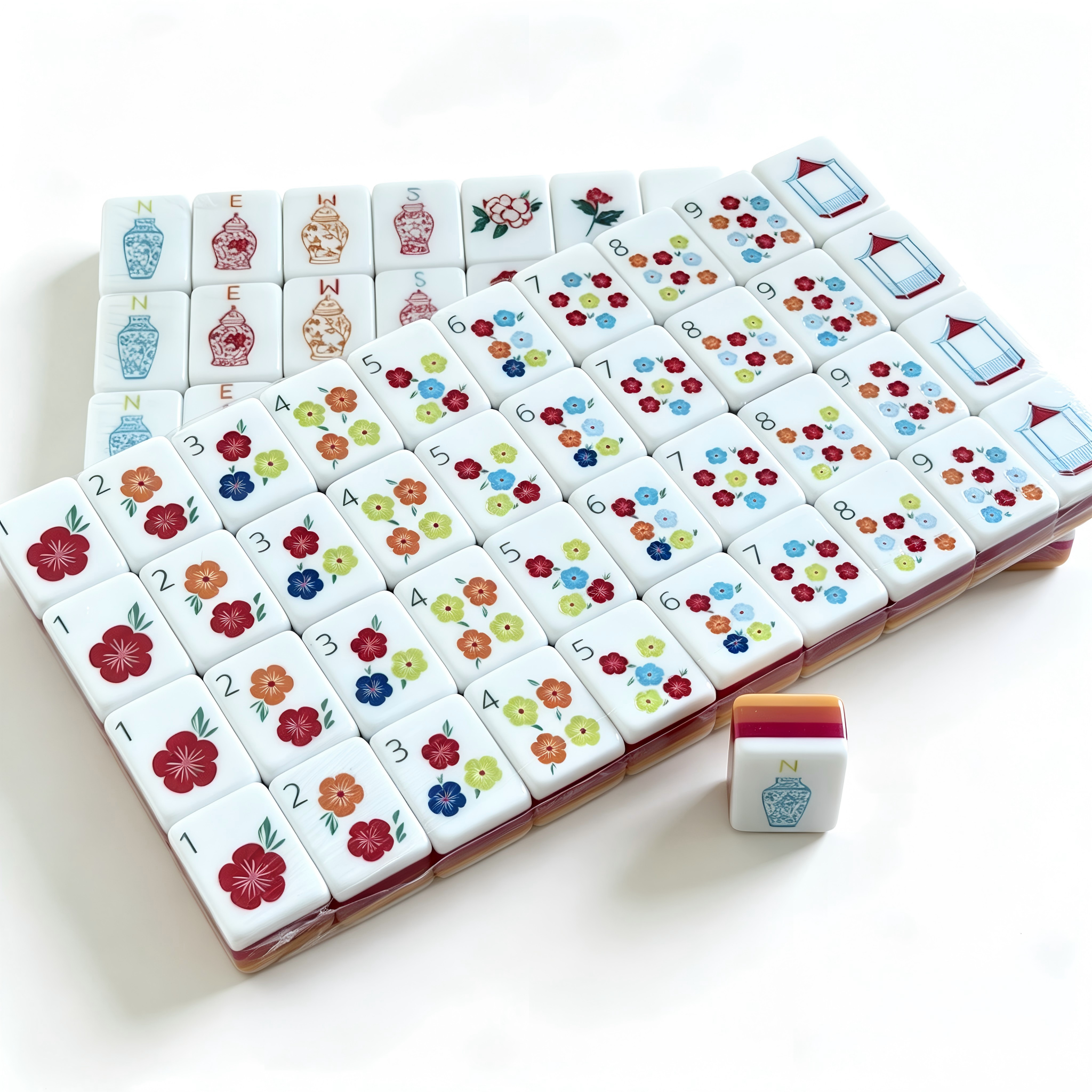 Honey Amber Collection - 166 American Mahjong Tiles including 8 Floral Jokers and 4 Spares