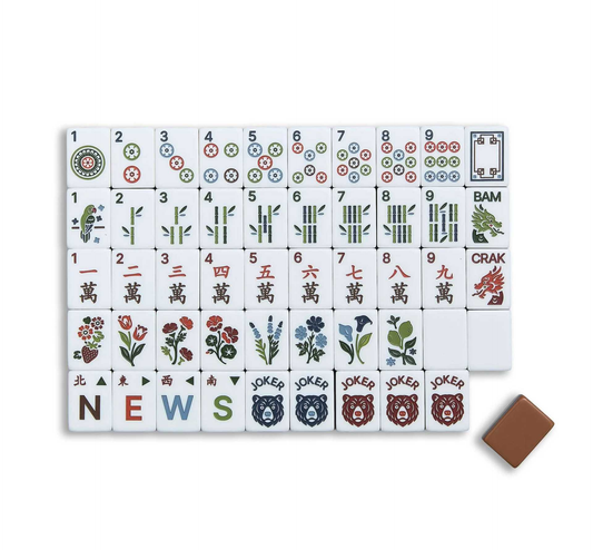 Embrace rustic woodland charm with this Wildwood Bear American mahjong set. Each tile features hand‑drawn wild botanical florals, charming parrot detail, and exclusive bear‑themed joker tiles. Earth‑toned multi‑layer mocha brown stacked backs deliver warm vintage aesthetic, perfect for cabin‑style gatherings and mahjong enthusiasts who love nature‑inspired designs.