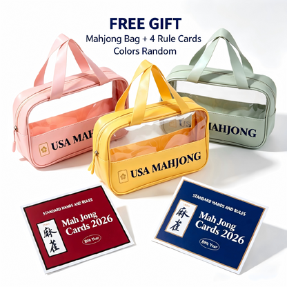 Free Carry Bag & Rule Cards Included** — Every set comes with a matching carry bag for easy transport and storage, plus 4 official American mahjong rule cards, perfect for beginners and game nights.