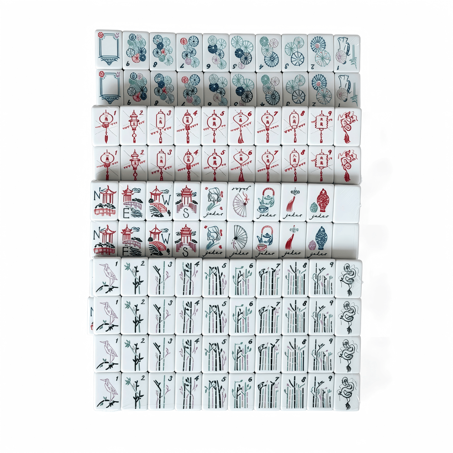 American Mahjong Set by USA Mahjong Co. featuring 160 jade-green tiles with marbled sage backs, including jokers and spares.