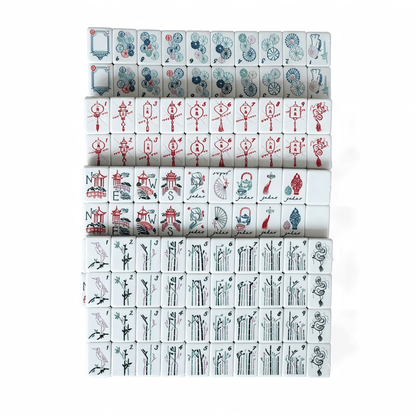 American Mahjong Set by USA Mahjong Co. featuring 160 jade-green tiles with marbled sage backs, including jokers and spares.