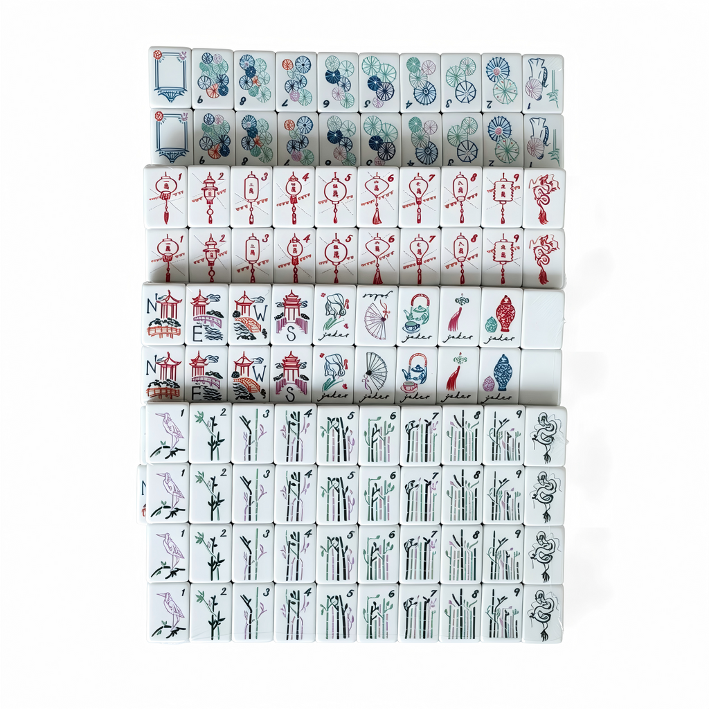 Jade Lantern Collection - 166 American Mahjong Tiles including 8 Jokers and 4 Spares