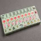 Sakura East Tea House NMJL American Mahjong Set - Jade Green Acrylic Tiles with Cherry Blossom, Red Lantern & Panda Oriental Art