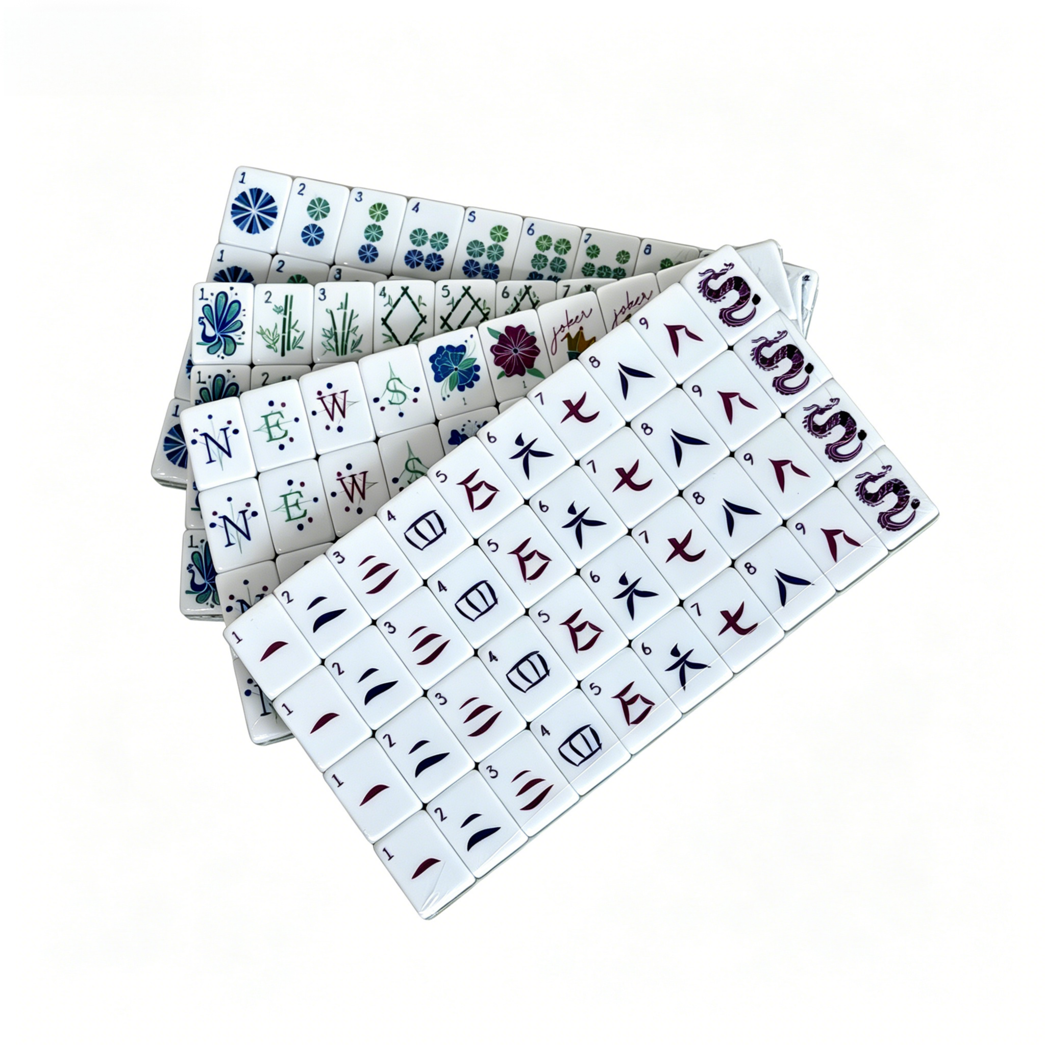 Midnight Teal Floral Muse Collection - 166 Designer Tiles including 8 Floral Jokers and 4 Spares