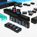 Premium Black Melamine Mahjong Tiles - Neon Joker and Dragon NMJL Compliant Engravings