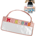 The Clear Shore Tote | American Mahjong Carrying Case - Designer PVC Shoulder Bag with Chenille Lettering