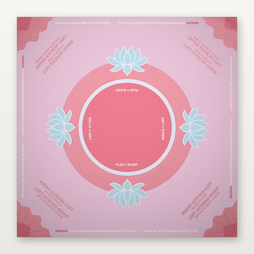 Pink floral American Mahjong mat by USA Mahjong Co., 800mm non-slip rubber with sacred lotus design, 3mm thick for stable play.