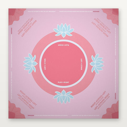 Pink floral American Mahjong mat by USA Mahjong Co., 800mm non-slip rubber with sacred lotus design