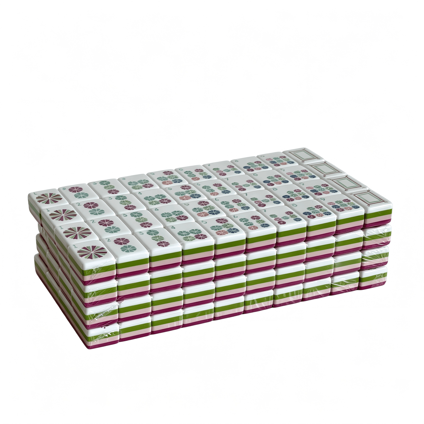 32g Electric Rose American Mahjong set tiles with vibrant fuchsia backs, showcasing modern design and weighted tiles.