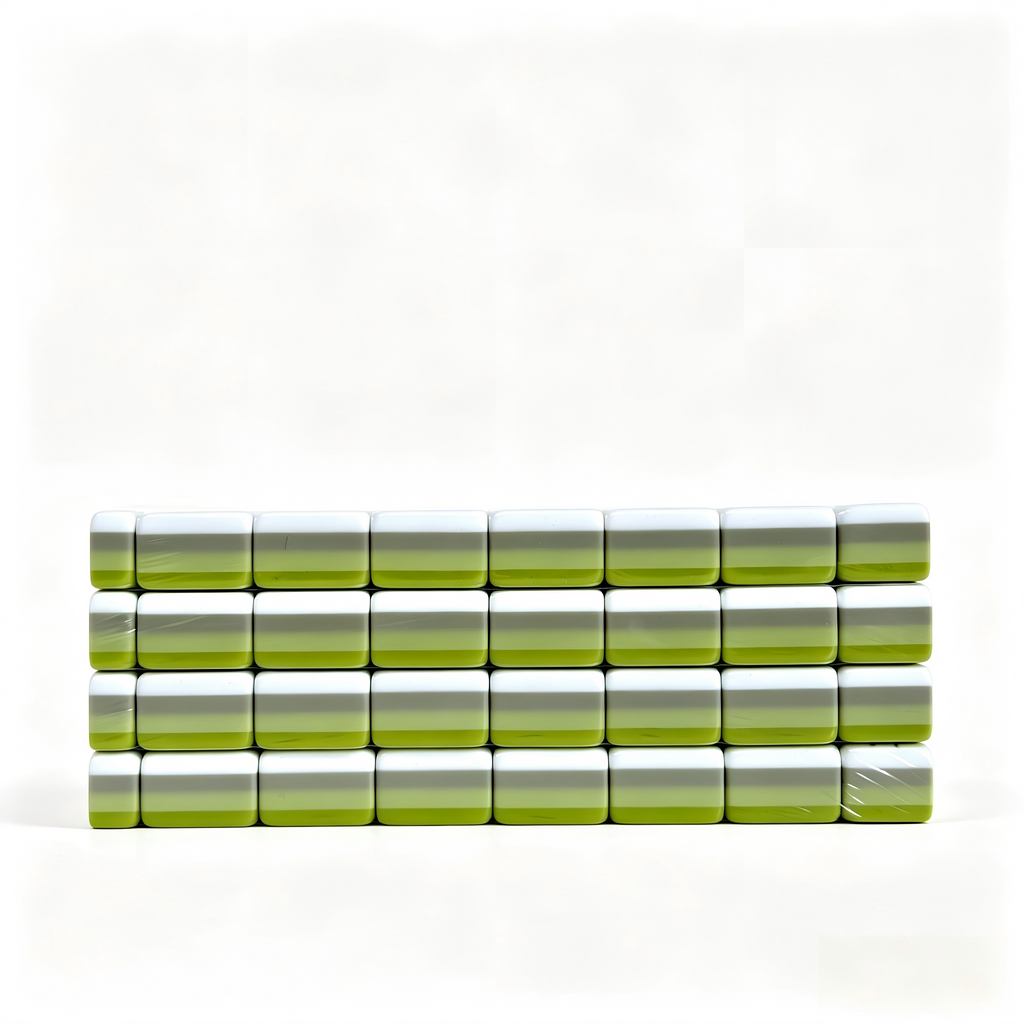 Side Profile of 32g Weighted Quad-Layer Tiles - Crisp Apple Green Aesthetic and Thickness