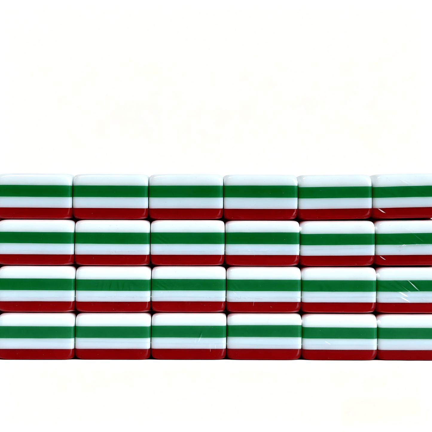 32g Scarlet Empress American Mahjong tiles by USA Mahjong Co., featuring weighted acrylic tiles with bold ruby red backs.