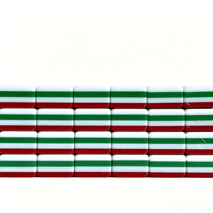 32g Scarlet Empress American Mahjong tiles by USA Mahjong Co., featuring weighted acrylic tiles with bold ruby red backs.