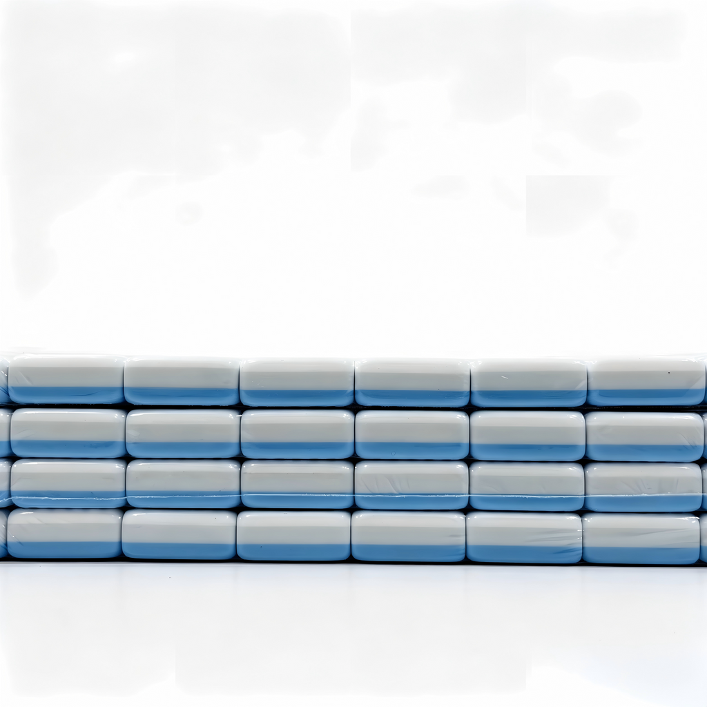 Side View of 32g Weighted Blue Stripe Tiles - Professional Seersucker Aesthetic and Thickness