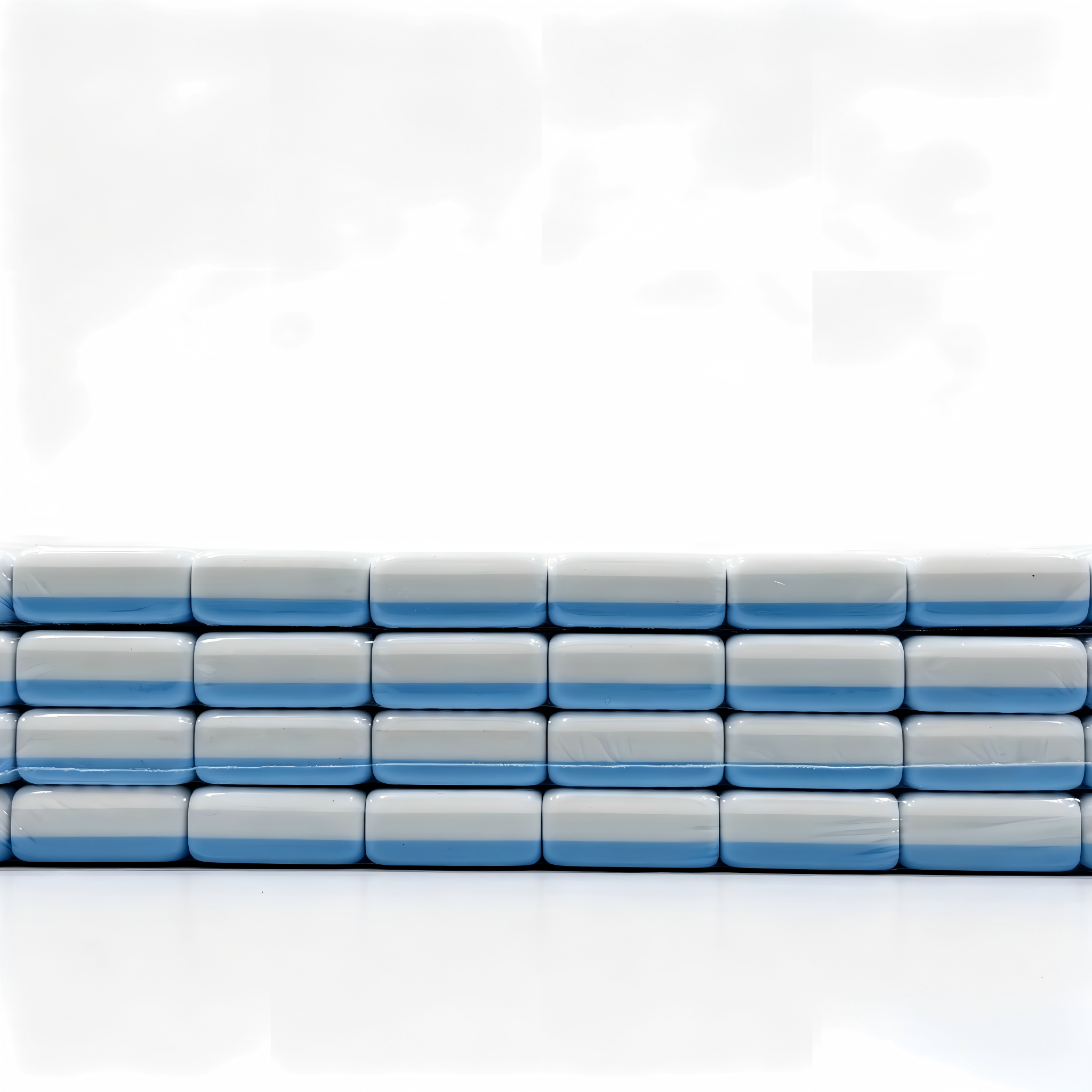 Side View of 32g Weighted Blue Stripe Tiles - Professional Seersucker Aesthetic and Thickness