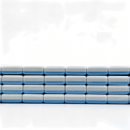 Side view of 32g blue-striped tiles from The Sky Linen American Mahjong Set by USA Mahjong Co., featuring weighted