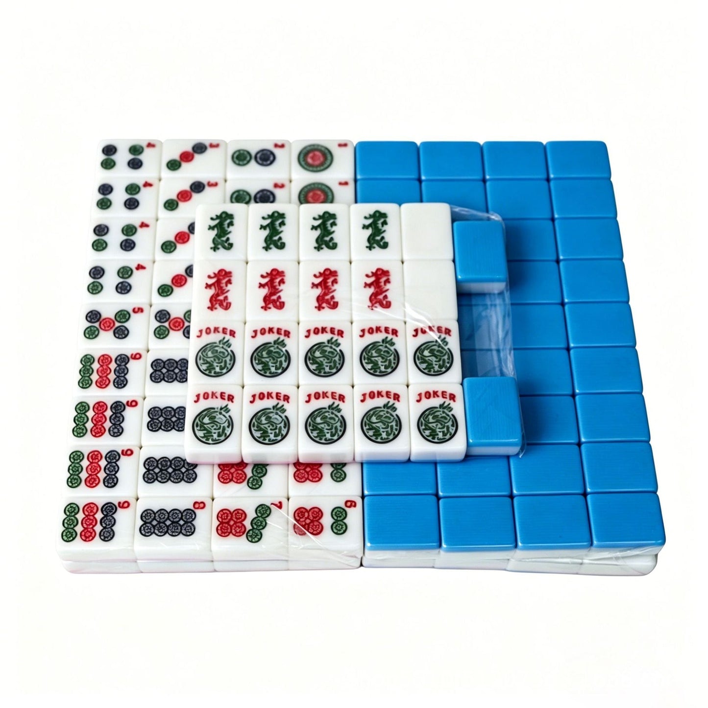 Azure Line Melamine NMJL American Mahjong Set - 166 White Tiles with Blue Backs Jokers and Flowers