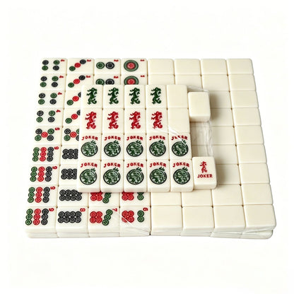 American Mahjong Set by USA Mahjong Co. with 166 ivory white melamine tiles, standard 30mm size for traditional gameplay.