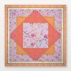 Pink floral American Mahjong Mat by USA Mahjong Co., 800mm non-slip rubber with Charleston passing guides, ideal for Mahjong games.