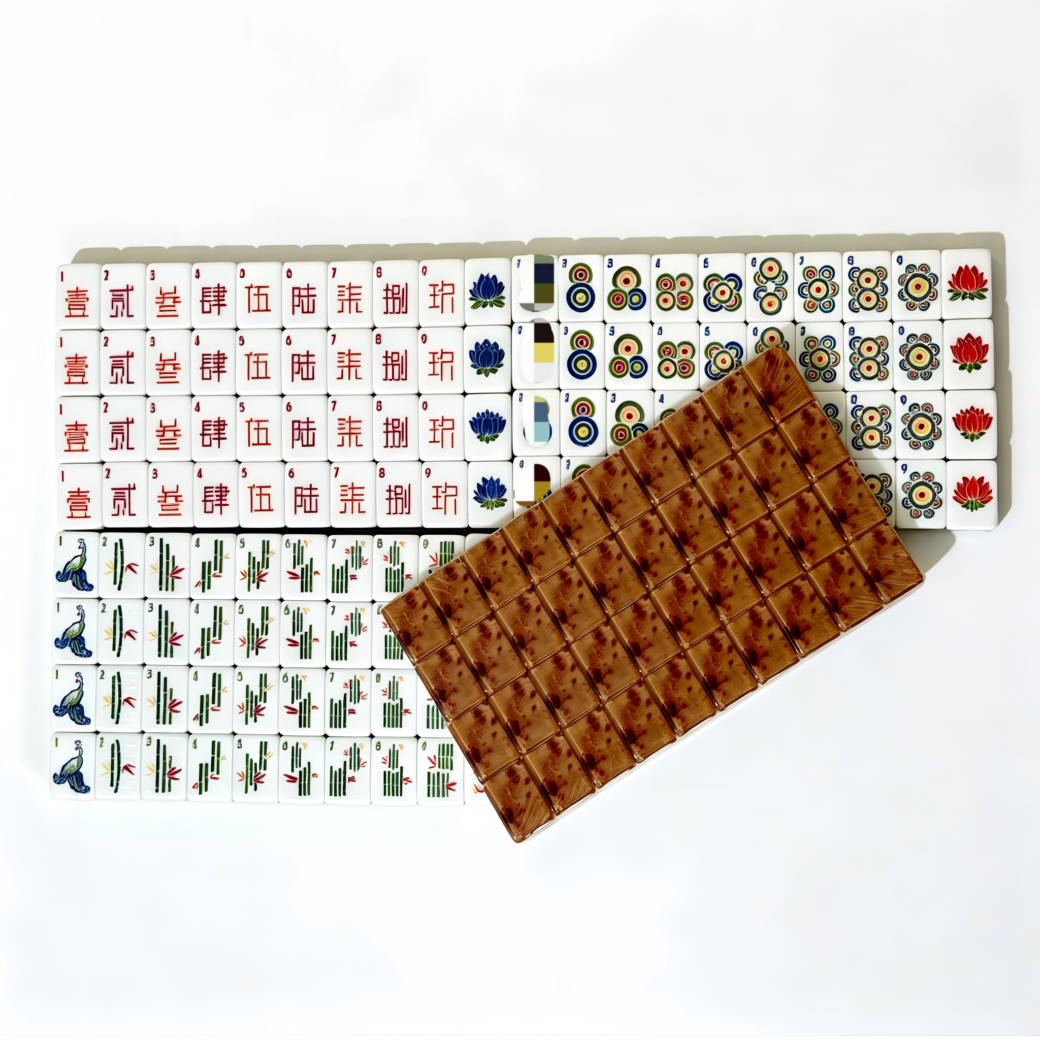 USA Mahjong Amberwood Heirloom Set - Luxury 166-Tile American Mahjong with Artisan Wood-Grain Tiles
