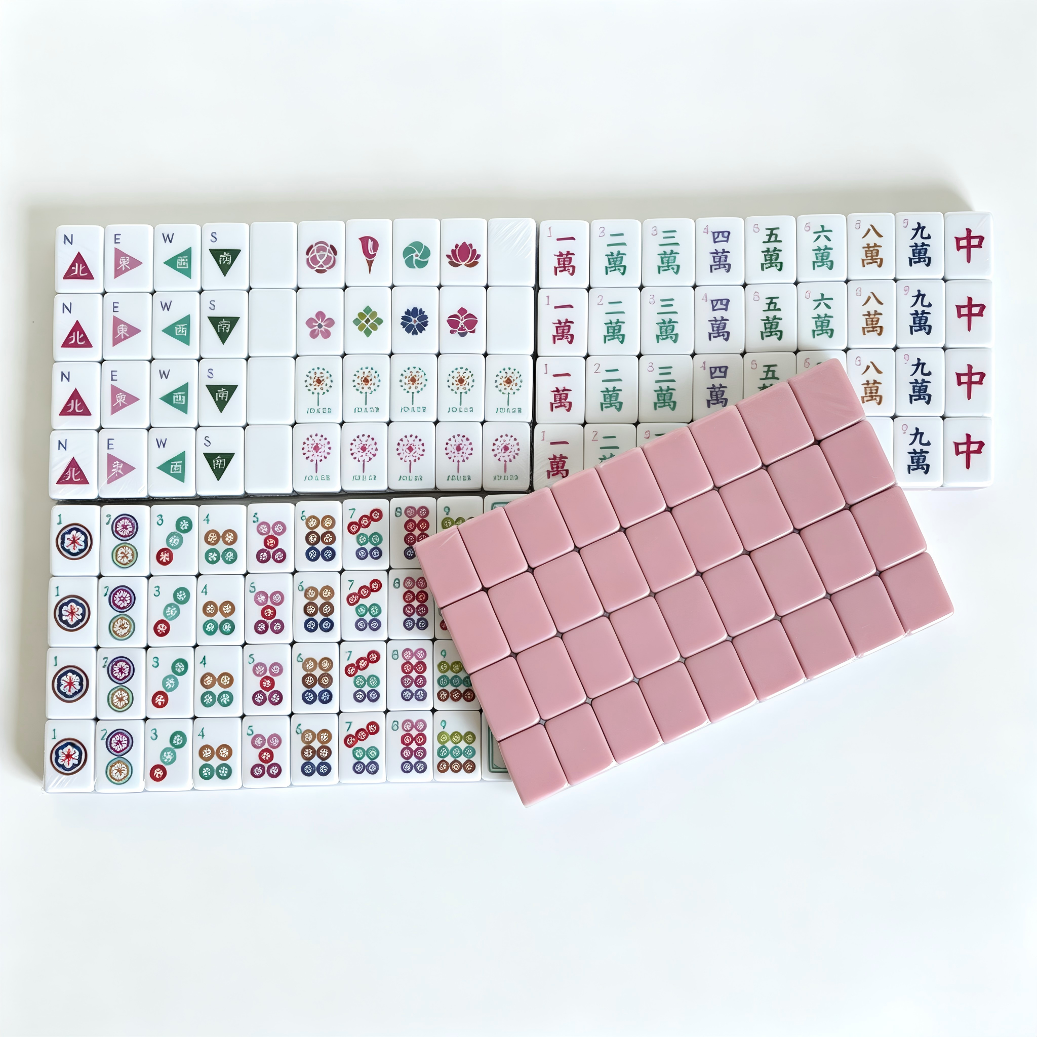 USA Mahjong Dusty Rose Set - 166-Tile American Mahjong with 32g Weighted Muted Blush Tiles
