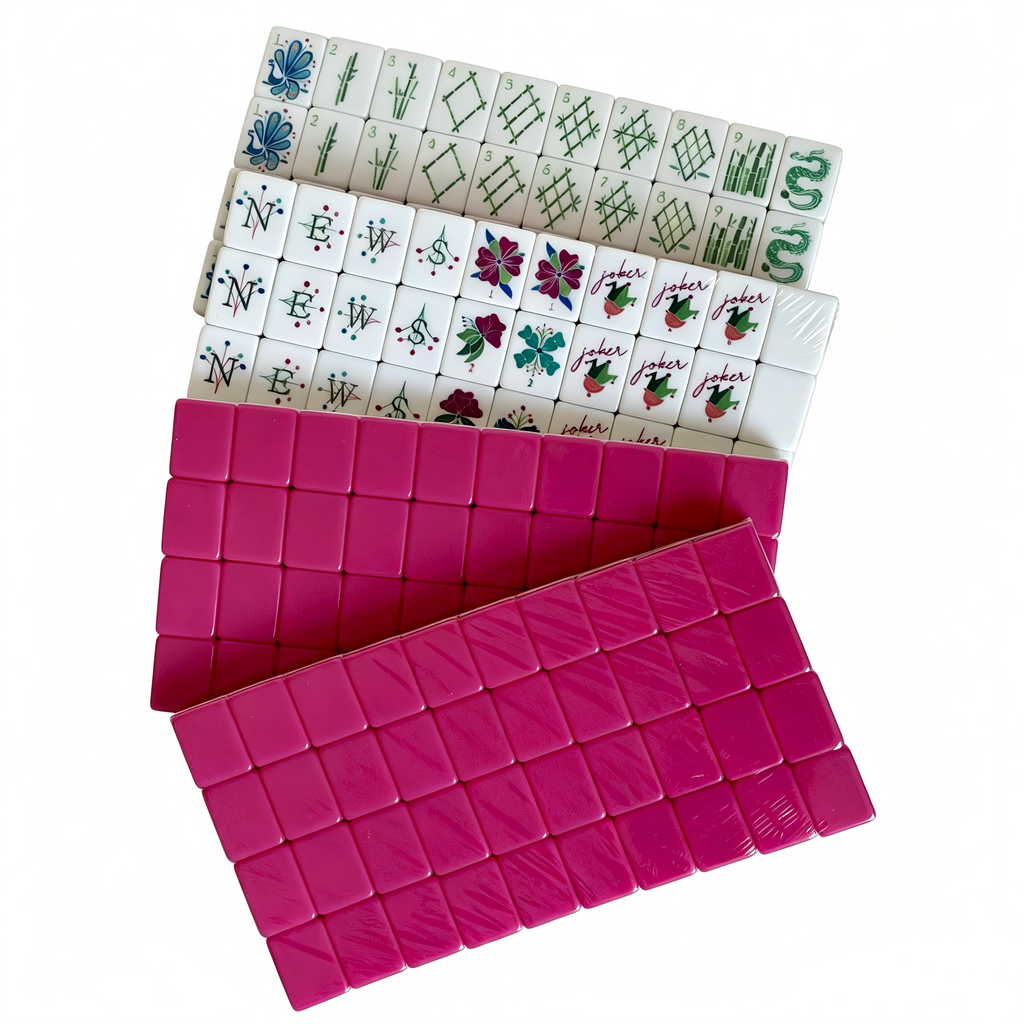 USA Mahjong Electric Rose Set - 166-Tile American Mahjong with 32g Weighted Hot Pink Tiles