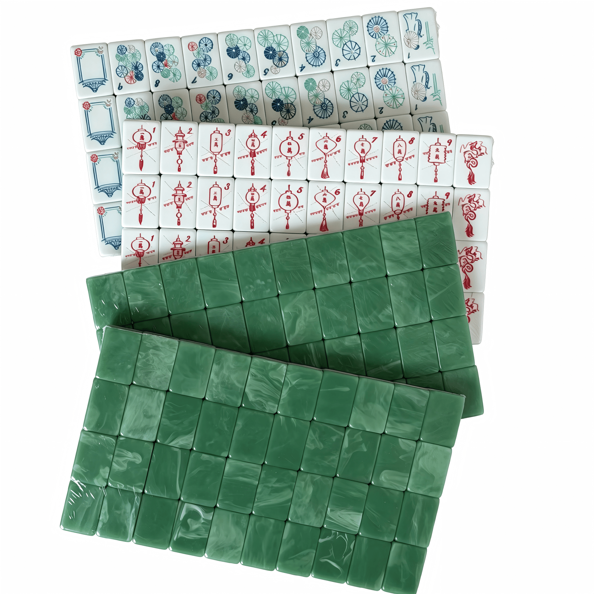 American Mahjong Set by USA Mahjong Co. featuring 160 weighted tiles with marbled sage green backs