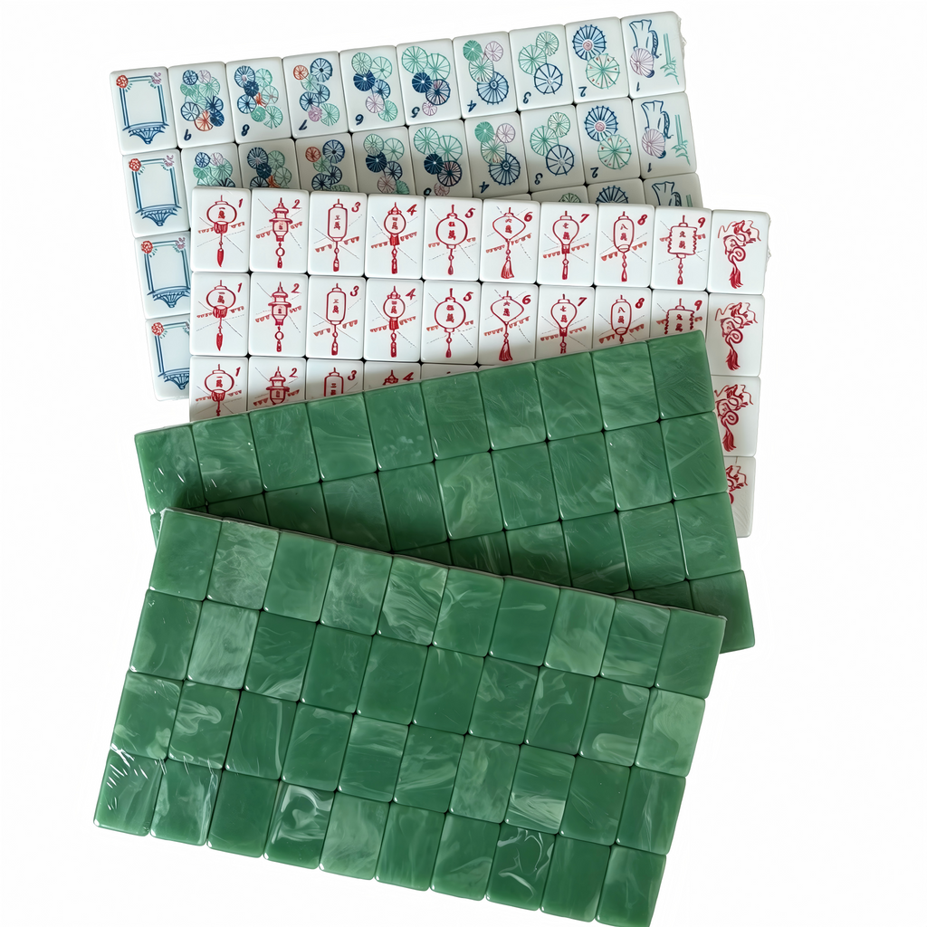 USA Mahjong Jade Lantern Set - 166-Tile American Mahjong with 32g Weighted Light Green Jade Tiles
