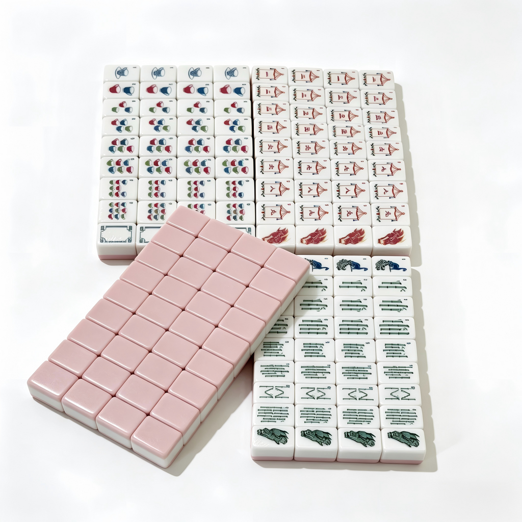 USA Mahjong Pink Peony Set - 166-Tile American Mahjong with 32g Weighted Solid Pink Tiles