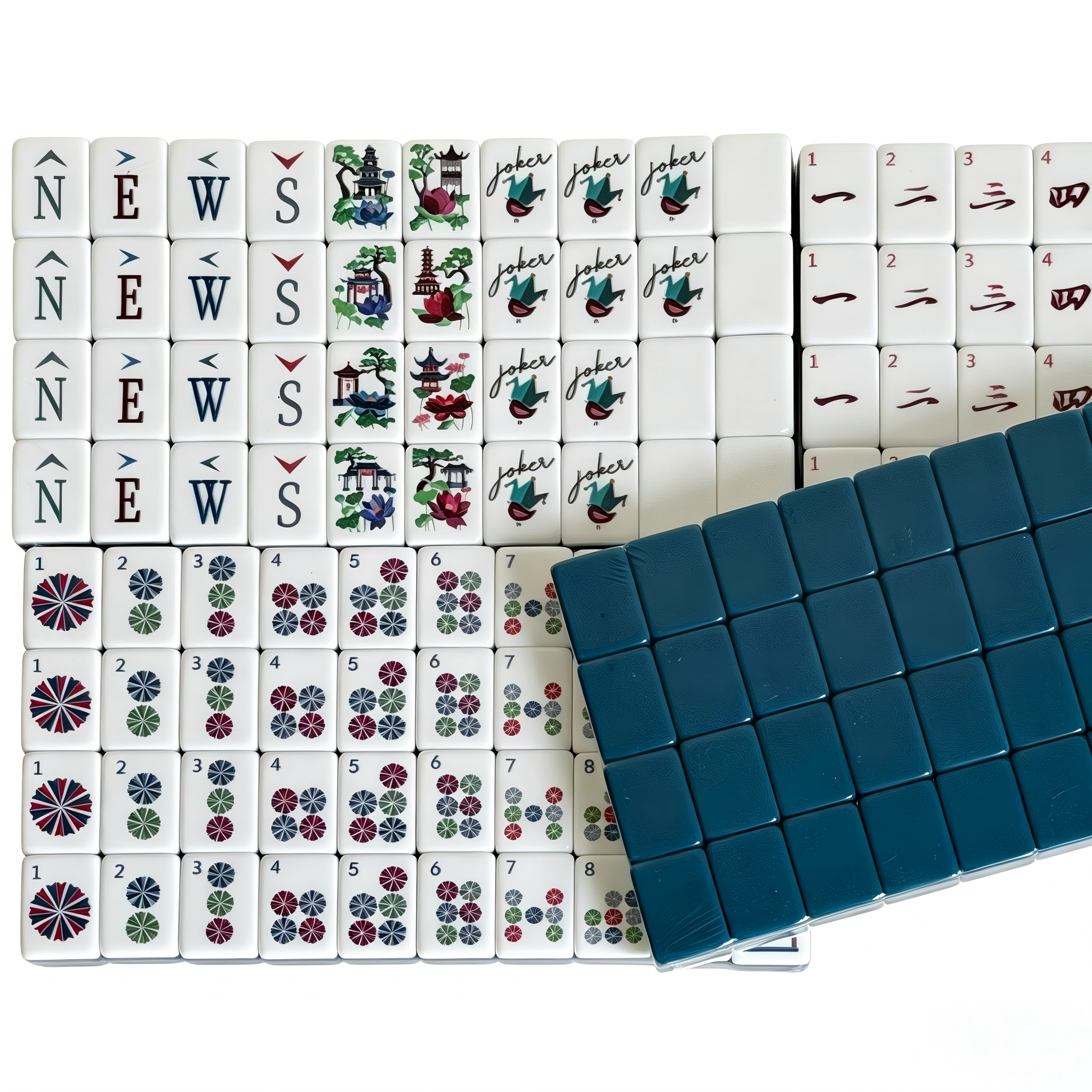 USA Mahjong Teal Zenith Set - 166-Tile American Mahjong with 32g Weighted Teal Blue-Green Tiles