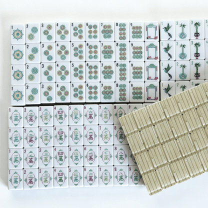 American Mahjong set by USA Mahjong Co. with 160 textured ivory-backed tiles, including 8 jokers and 4 spares