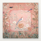 Pink floral Mahjong mat with blossom and peony designs, 800mm size, non-slip rubber surface for professional American Mahjong.