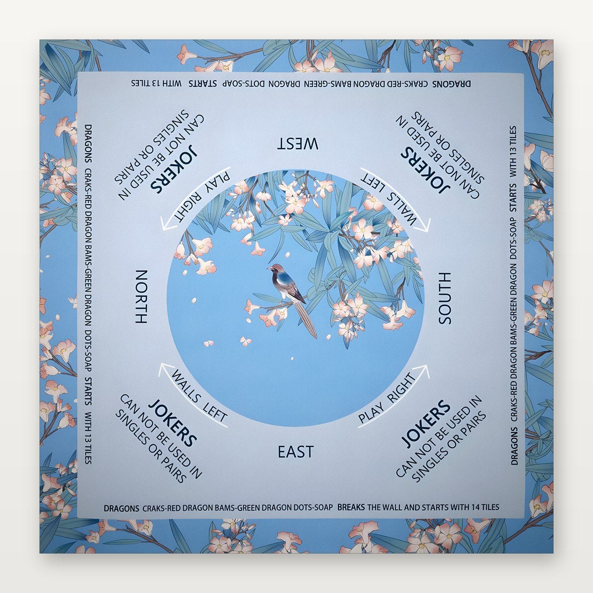 Professional 800mm American Mahjong Mat - 3mm Non-Slip Rubber (Light Blue & Serene Collection) - USA Mahjong Co.