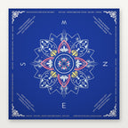 Deep blue American Mahjong Mat by USA Mahjong Co. featuring celestial compass design, 3mm thick non-slip rubber surface.