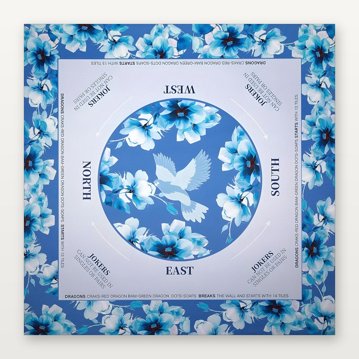 Professional 800mm American Mahjong Mat - 3mm Non-Slip Rubber (Light Blue & Serene Collection) - USA Mahjong Co.
