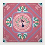Pink floral and Charleston design Mahjong mat by USA Mahjong Co. featuring non-slip 3mm rubber for professional American Mahjong gameplay.